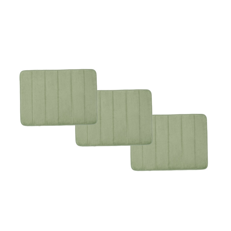 Ensemble de tapis de bain en mousse viscoélastique 3 pièces, Vert sauge