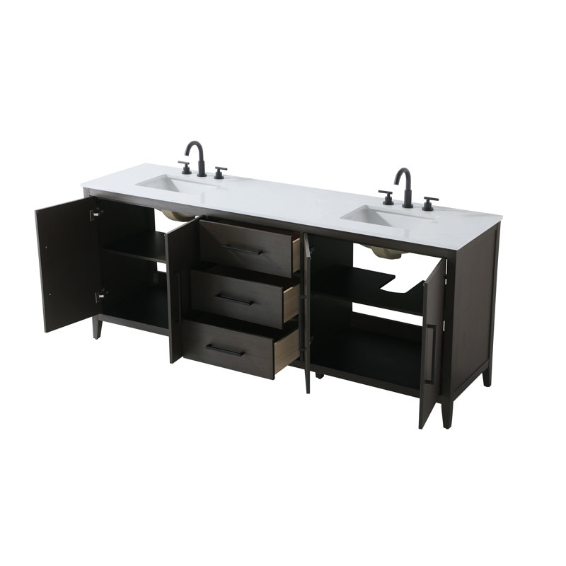 Meuble-lavabo double 84 po, Brun moka