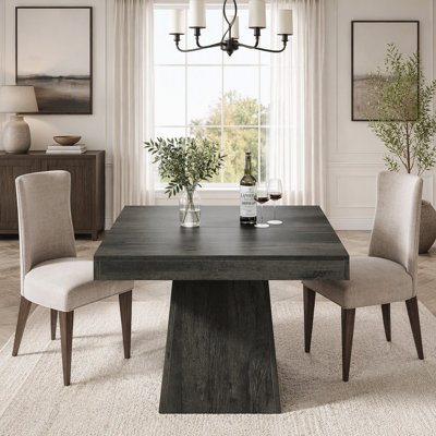 Table de salle à manger de style champêtre en bois de 80 cm avec pied central pour 4 personnes