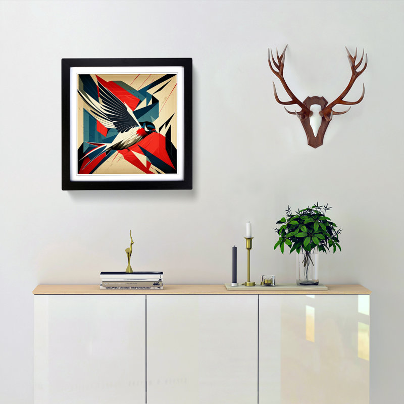 Swallow Constructivism No.1 - Framed Print, Black