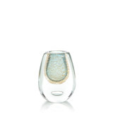 Gold Flecked Blue Handblown Glass Vase I
