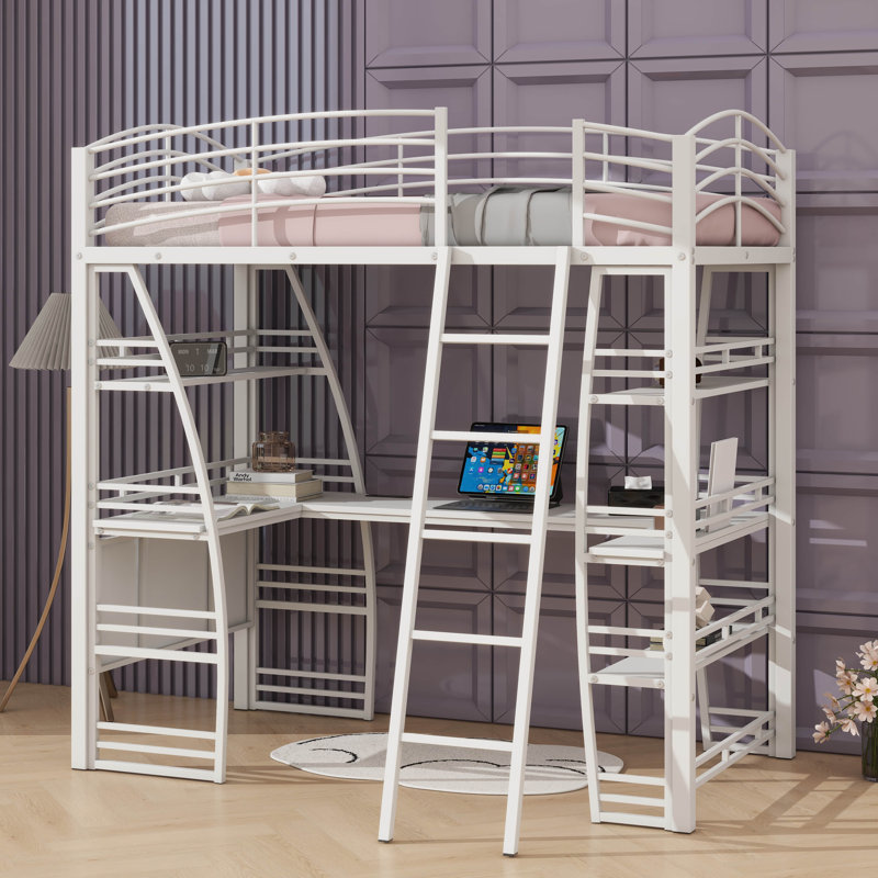 Lit mezzanine pour enfants Braylee, Simple, Noir