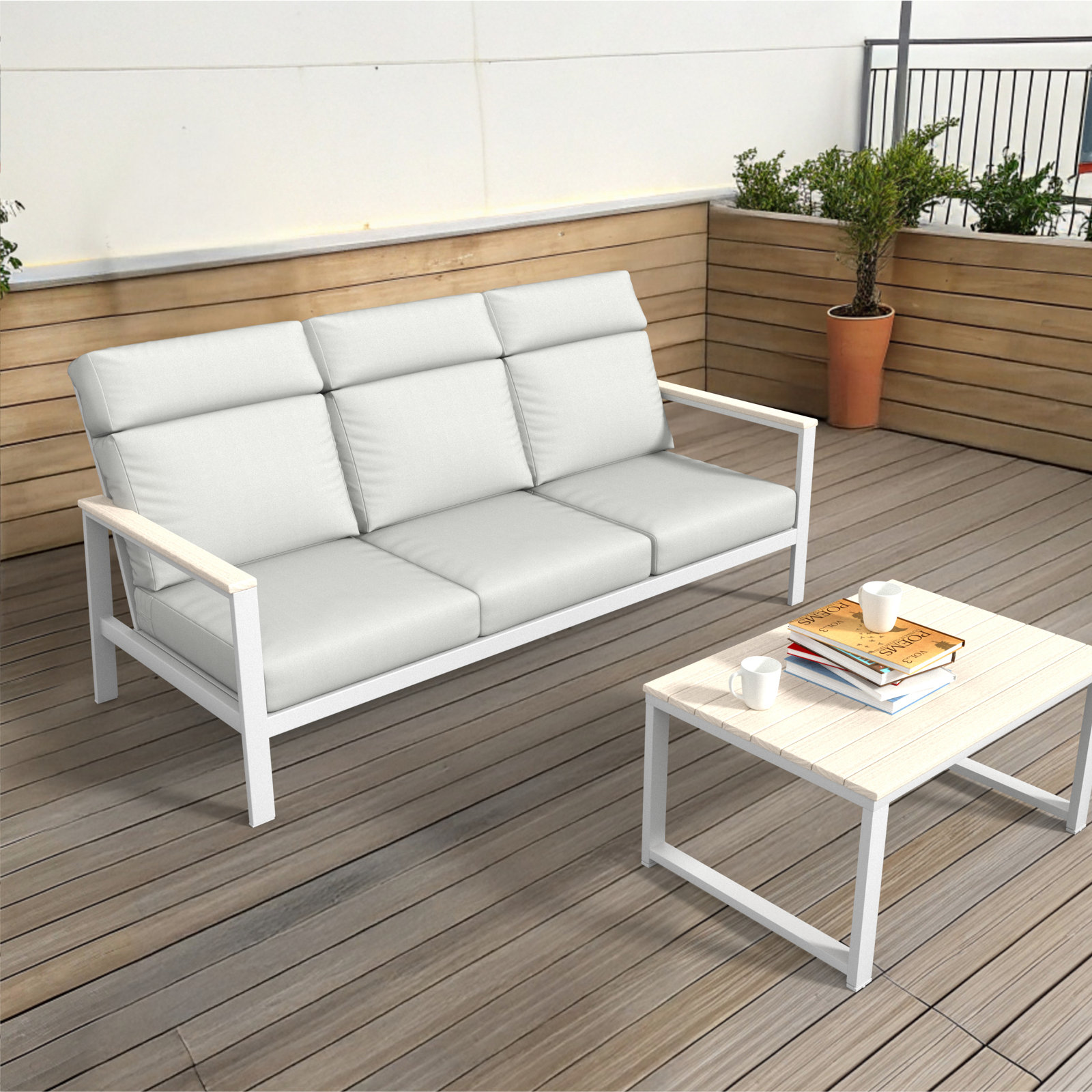 Townsend 80" Sunbrella® Patio Sofa, Canvas White