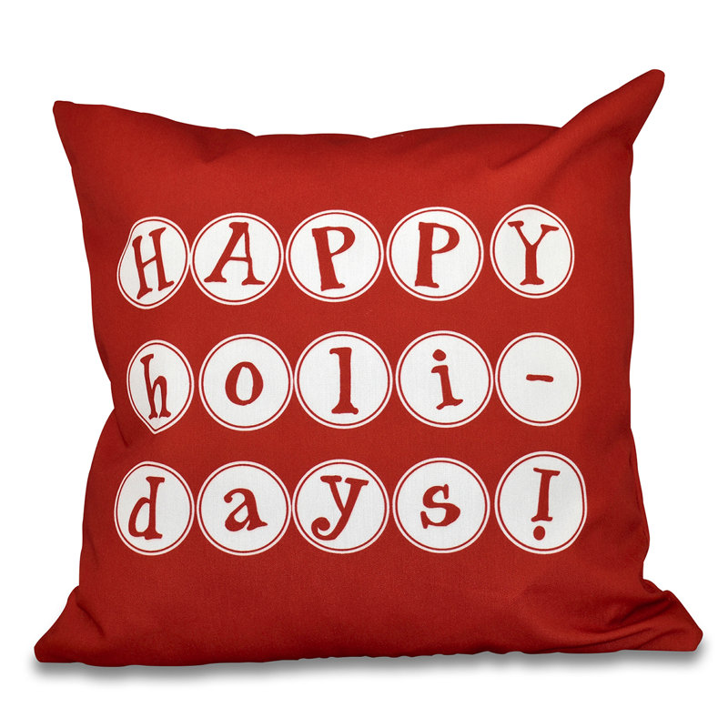 Housse carrée pour coussins de fêtes joyeuses, H 18 po x l 18 po, Rouge
