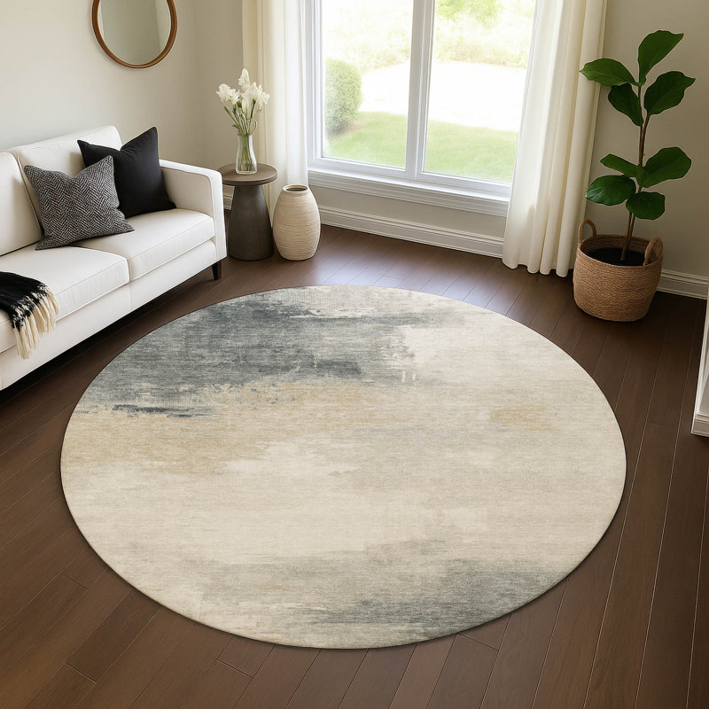 Premium Machine Washable Garett AMF1672 Abstract Rug, Round 8'