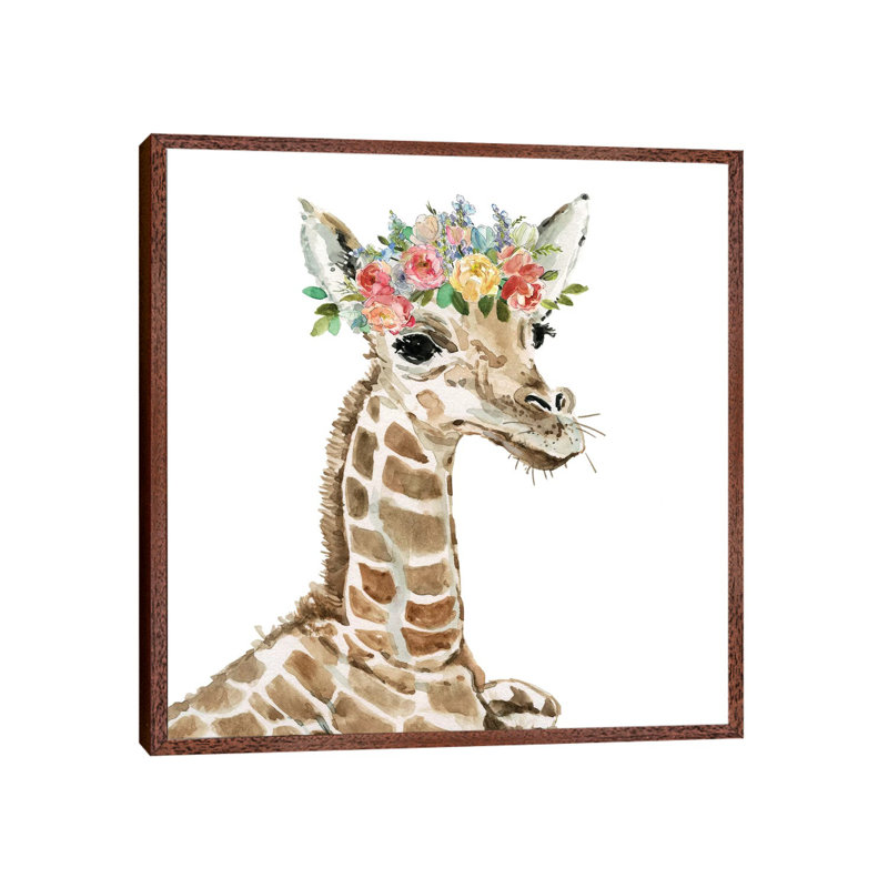 Savannah Giraffe by Carol Robinson - Painting on Canvas, Classic Wood Framed, 45.72 cm H x 45.72 cm W
