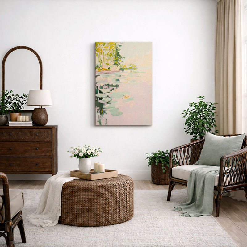 «Blush Water Lily Pond», art de chambre à coucher, impression sur toile encadrée, H 18 po x l 12 po x P 1,5 po, Toile tendue
