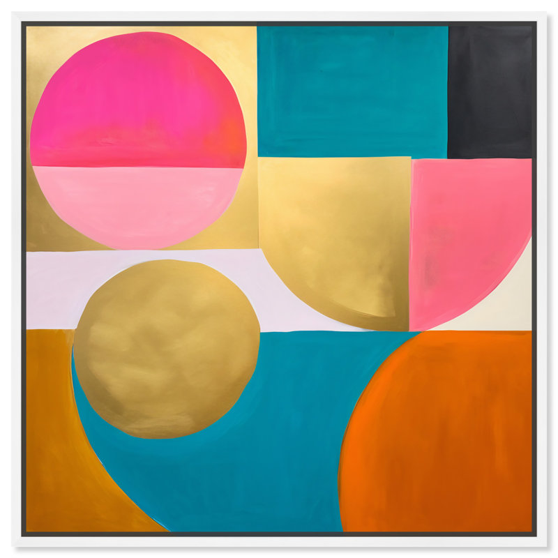 Colorful Geometric Abstract Canvas Wall Art, 16" x 16"