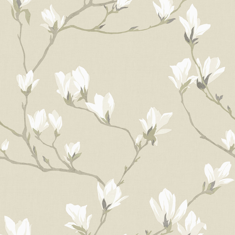 Laura Ashley Magnolia Grove Wallpaper Roll, Natural
