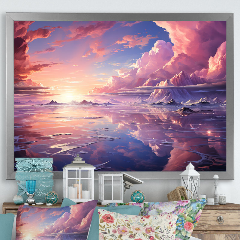 Kawaii paysage nuages IV, Cadre photo argenté, H 12 po x l 20 po x P 1 po