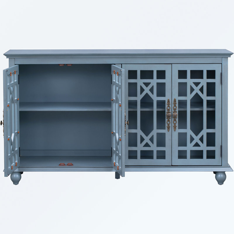 Buffet, crédence de rangement, armoire de salle à manger avec tablettes à hauteur réglable Damaria, Bleu