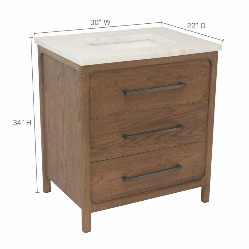 Freestanding Standard With Marble Top, 30