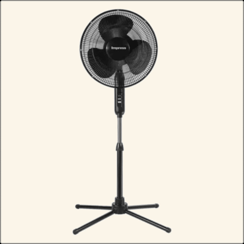 Ventilateur de plancher sur pied à 3 vitesses 16 pouces Impress Easy-Assemble, Noir