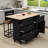 Someries Kitchen Island Set with Drop Leaf, 2 Stools, Storage Cabinet, Drawers and Towel Rack-359196794