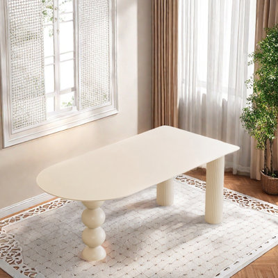 Modern Cream Style White Rock Slab Dining Table