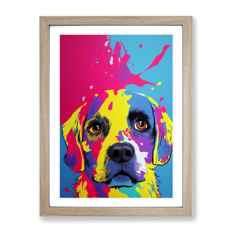 Dog Splash No.6 - Framed Print, 34cm H x 25cm W x 2cm D, Oak Framed