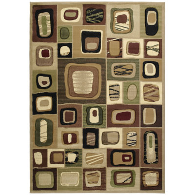Tapis caramel/beige noué la à la main geometric Carletta