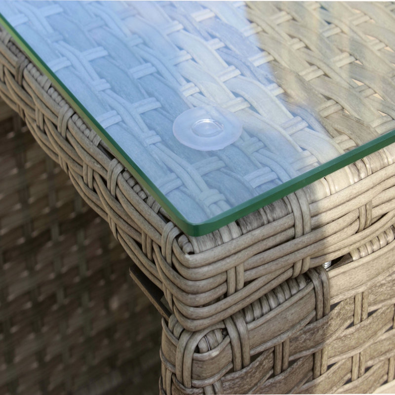 Outdoor Patio Furniture 1 Coffee Table With Clear Tempered Glass, Gray