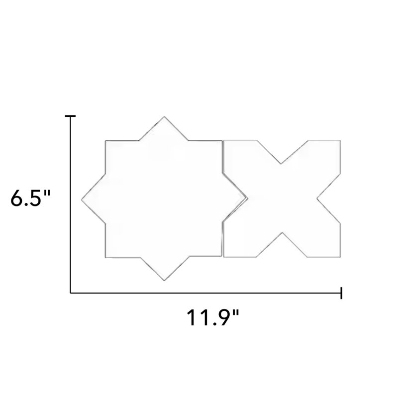 Porto Star+Cross 6.1 In. X 11.9 In. Porcelain Wall And Floor Tile (10.54 Sq. Ft. / Case), White Star/Jade Cross