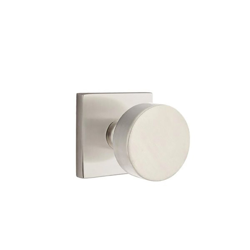 Ensemble de boutons d'intimité avec rosette carrée et bouton rond Emtek, Nickel satiné, Privacy 