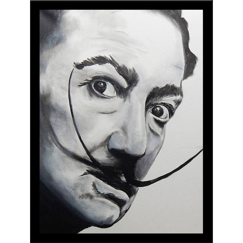 «Salvador Dali», reproduction de peinture acrylique encadrée par Ed Capeau, H 10 po x l 8 po, Cadre noir, Pas de tapis