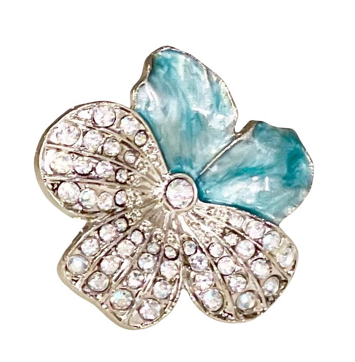 Poignée cloisonnée glamour bleue et argentée