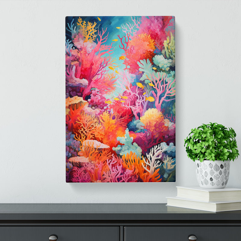 Coral Expressionism Art - Wrapped Canvas, 76cm H x 50cm W x 3cm D