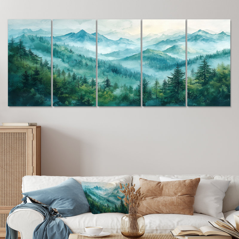 «Northlake», art mural «Peaks» - ensemble d'art mural traditionnel, H 28 po x l 60 po, 5