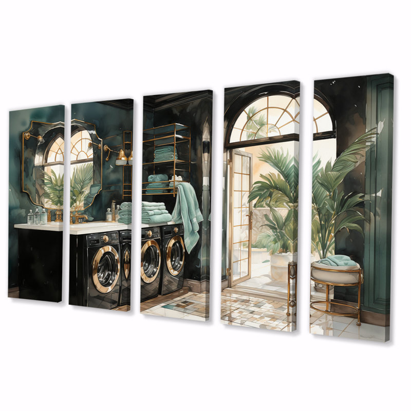 Laundry Room Art Deco I sur toile, 5 pièces