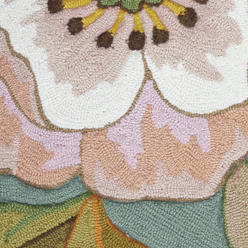 Tapis floral vert crocheté à la main
