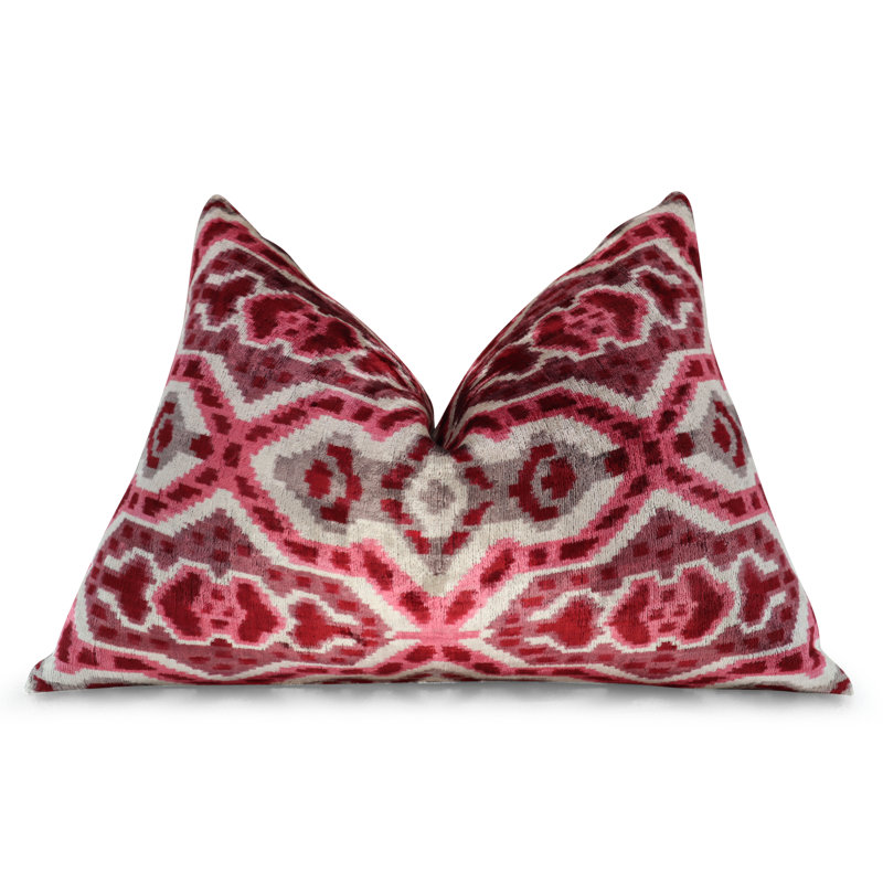 Velvet Rectangular Pillow Cover & Insert, Brown/Red Geometric 1