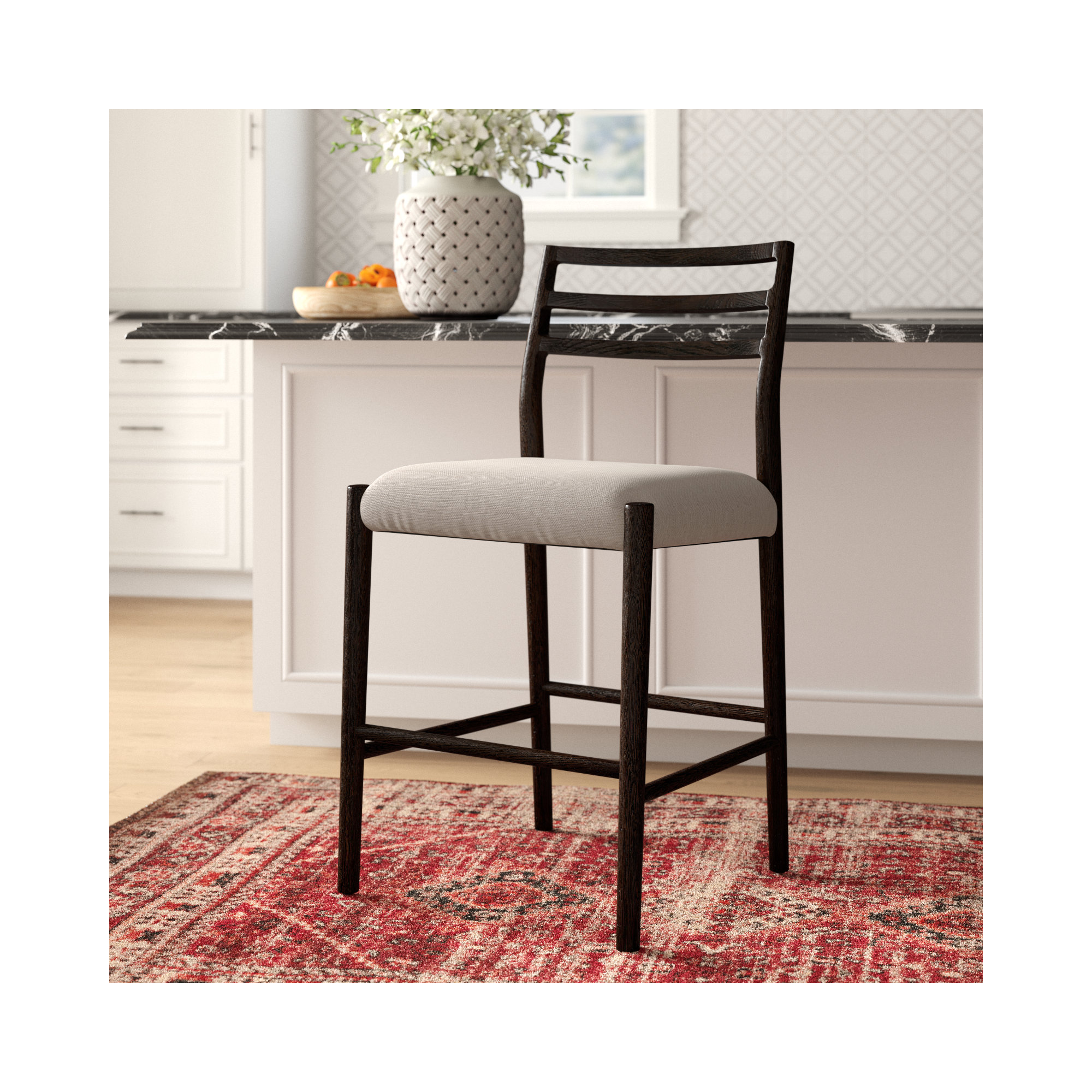 Lindyn Stool, Counter Stool (26.25" Seat Height), Light Carbon, Essence Natural
