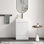 Meuble-lavabo blanc en velours rayé 20 po avec lavabo en céramique blanche Gada