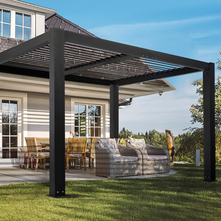 Metal Pergola Outdoor Louvered Pergola With Adjustable Louvered Roof