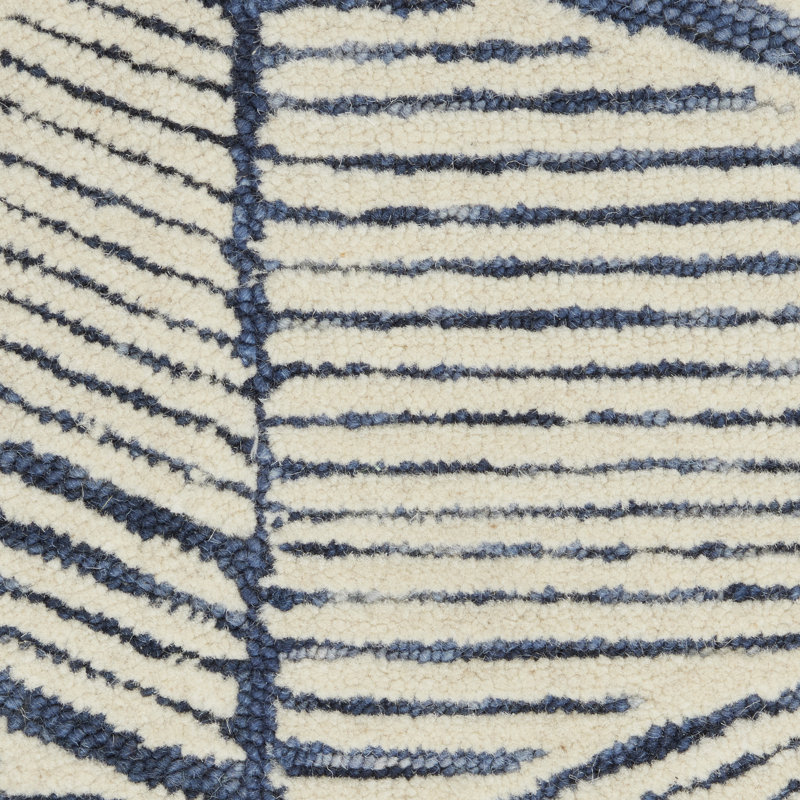 Beva Geometric Handmade White/Blue Area Rug, Rectangle 114 x 175cm
