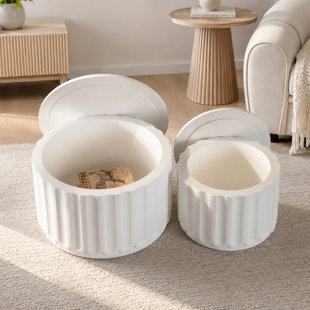 Round Nesting Coffee Table Set with Lift Off Lid and Storage