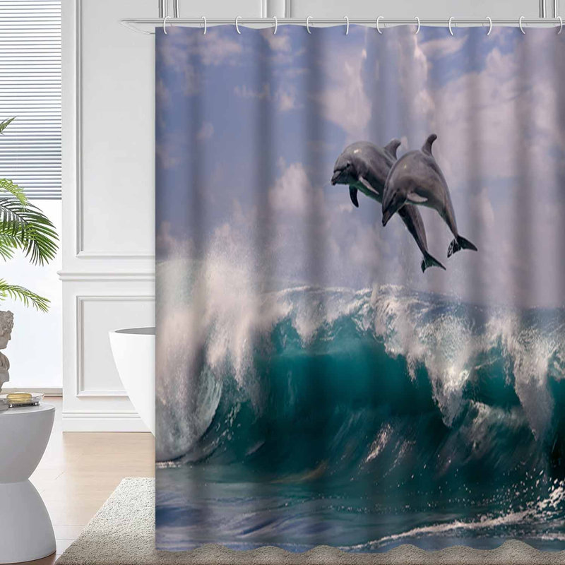 Rideau de douche bleu imperméable, rideaux de douche pour la salle de bain avec 12 crochets, 72" L x 78" W