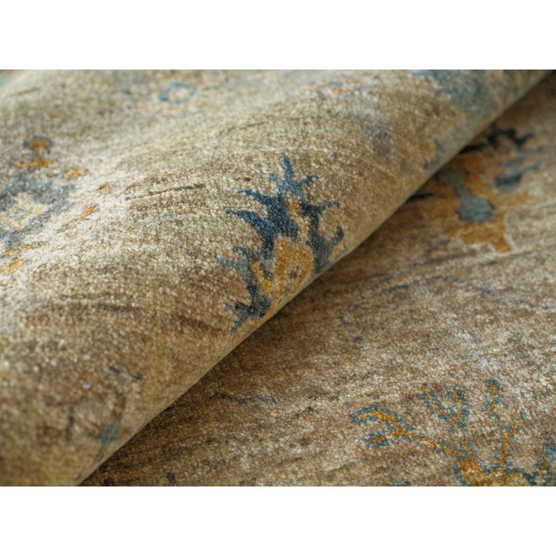 Oxford Hand-knotted Ghazni Wool, Camel Area Rug, Rectangle 8' x 10'