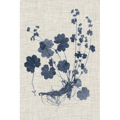 Bleu marine et feuilles de lin I