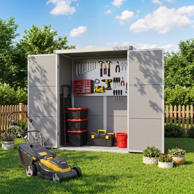 4' x 2' Outdoor Storage Shed with Lockable Double Doors and Built-In Floor