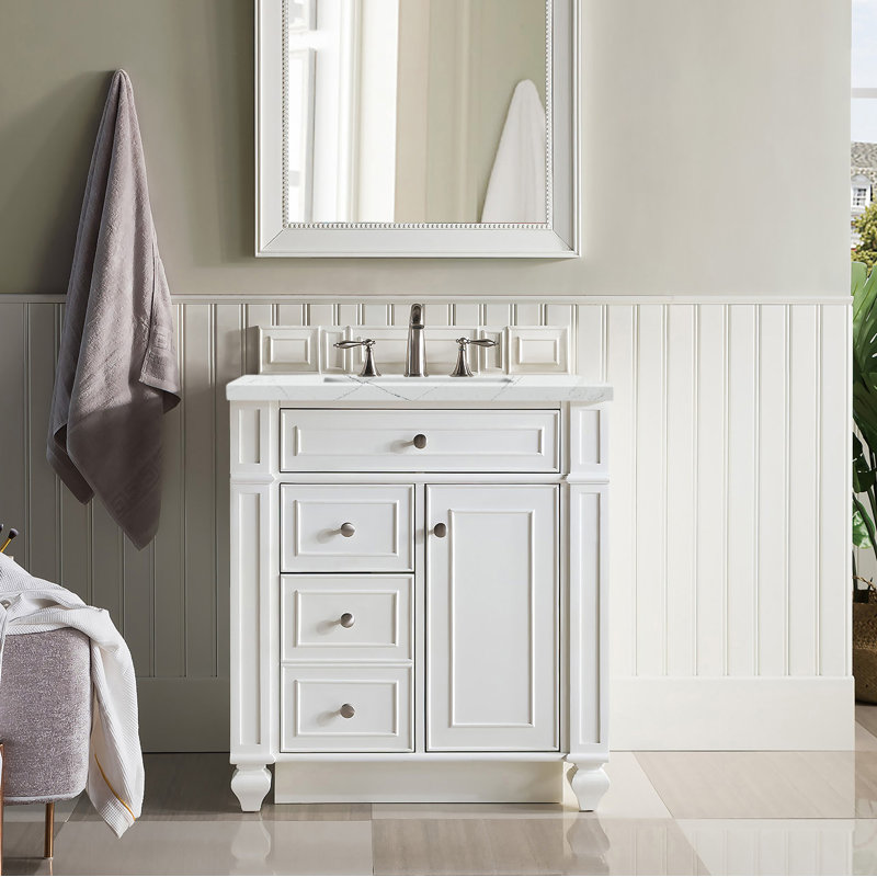 Bristol 30'' W Single Vanity, Bright White, Ethereal Noctis, 8" Widespread