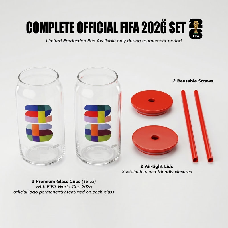 Ensemble de 2 suppers en verre 16 oz. avec couvercle en plastique rouge et paille