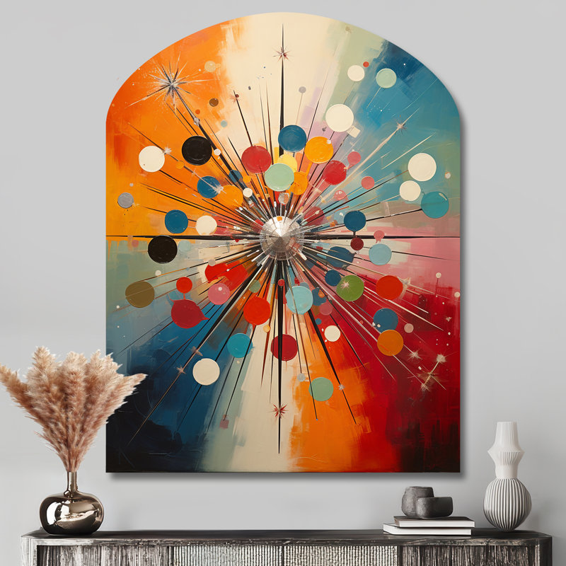 Owen - Midcentury Modern Arch, impression sur métal, reproduction d'art asymétrique moderne, H 43 po x l 33 po