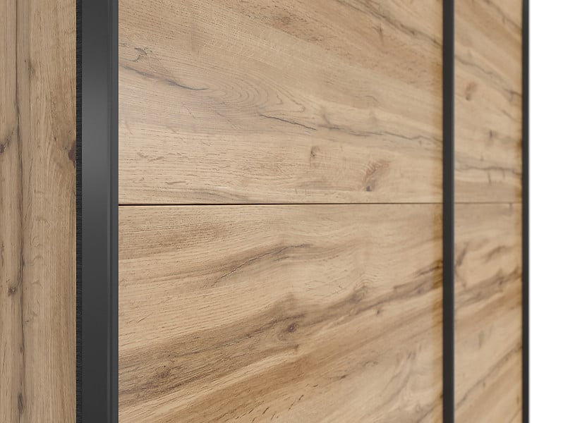 Beverlyn Manufactured Wood Wardrobe, Wotan Oak, 196cm H x 154cm W x 60cm D