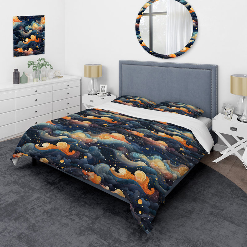 Celestial Dreams Galaxy Pattern XII Abstract Duvet Cover, King Duvet Cover + 2 King Shams