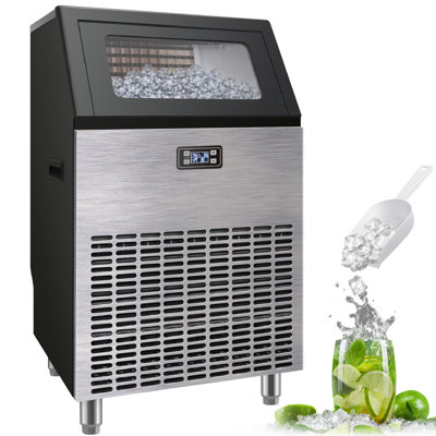 200 Lb. Daily Production Cube Clear Ice Freestanding Stainless Steel Ice Maker -  WUKHG, W-HZB-90