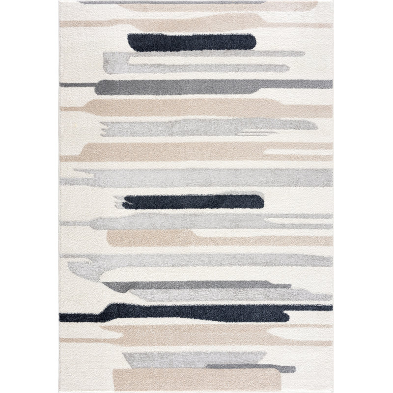 Zoila DEC100A Neutral Lined Area Rug, Rectangle 4' x 6'