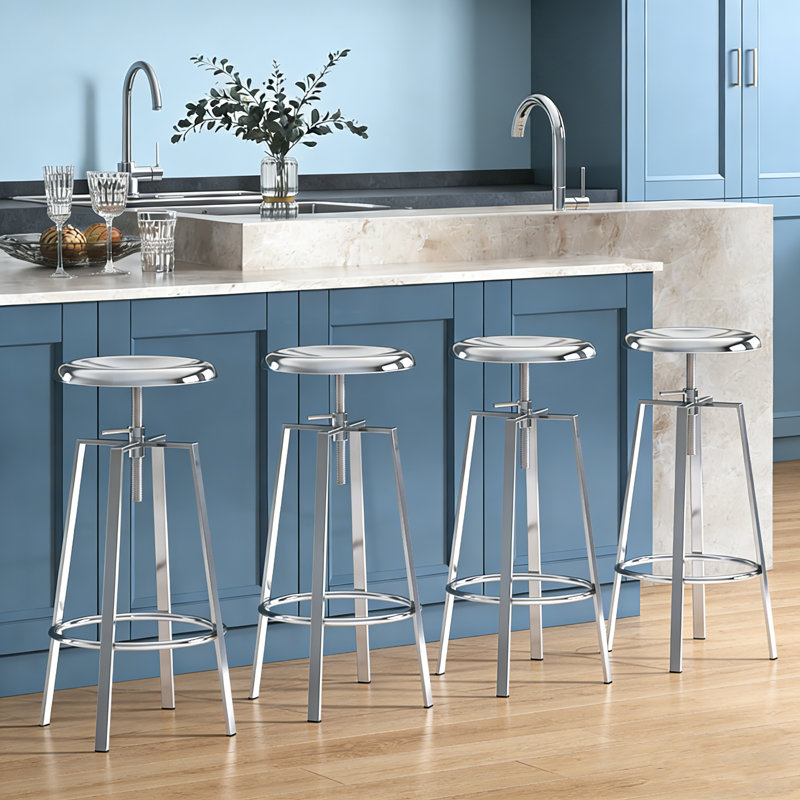 Ensemble de 4 tabourets de bar pivotants réglables, tabourets de comptoir industriels en métal avec repose-pieds, chaises de bar pour îlot de cuisine, bar personnel, pub