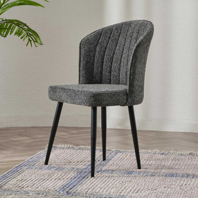 Ensemble de chaises modernes (2 pièces), anthracite et noir, 20,5 po x 33,5 po x 16,5 po | 100% panneau de fibres à densité moyenne avec une épaisseur de 0,7 pouce, revêtement en tissu Mense, pieds en métal | Sièges élégants et confortables pour la salle à manger ou le salon