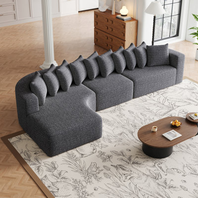 Ensemble de canapé modulaire en chenille de 131 pouces avec méridienne gauche, canapé modulaire incurvé en forme de L moderne Cloud comprenant 10 coussins, aucun assemblage requis, pour le salon